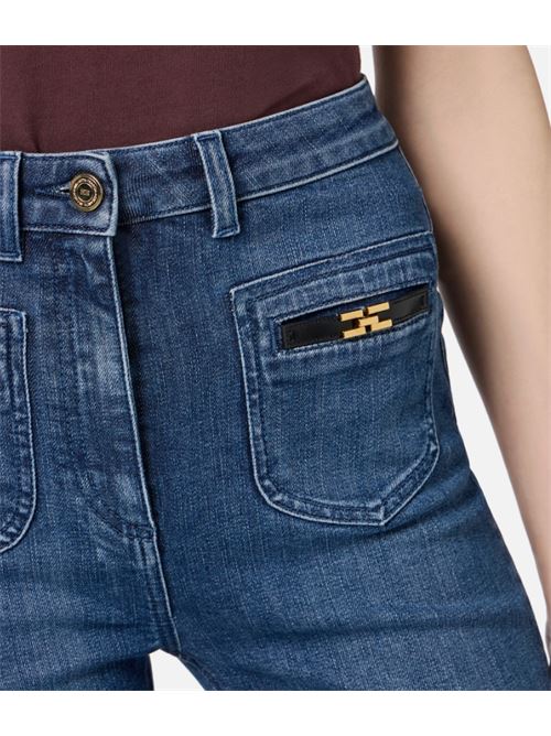 JEANS WITH JEWEL LOGO ELISABETTA FRANCHI | PJ12N56E2104 Blue denim